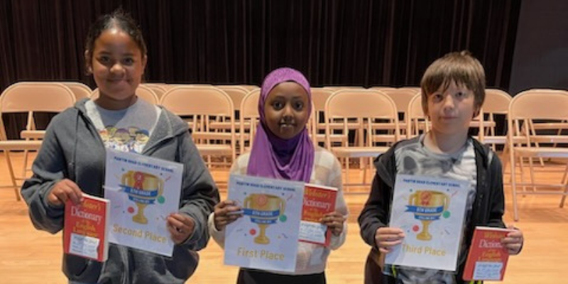Winners of the Martin Road Spelling Bee pose for a photo
